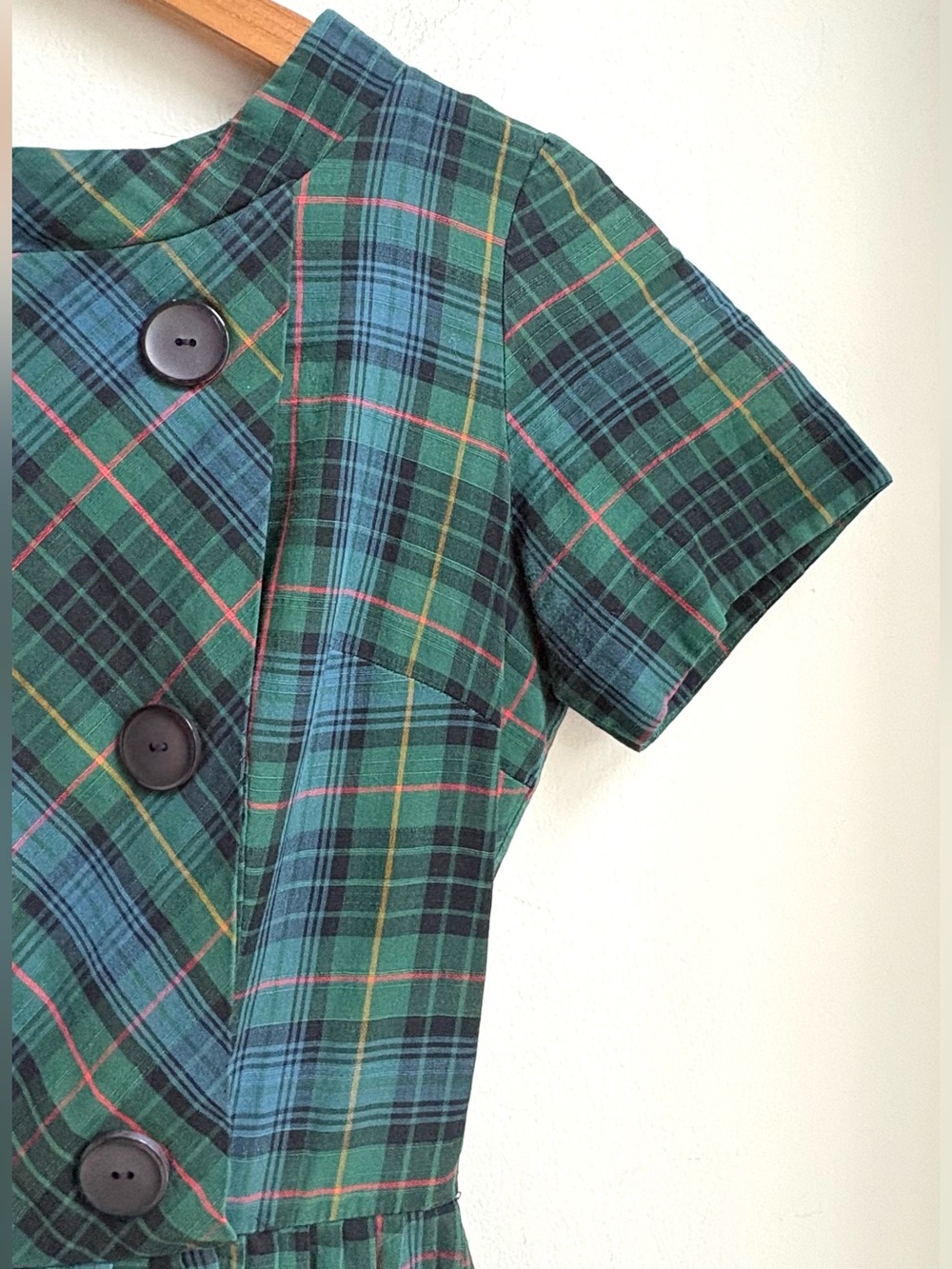 1960s vintage SIXTIES SCHOOLGIRL Betty Barclay Plaid day dress XS/sm - Picture 2 of 4